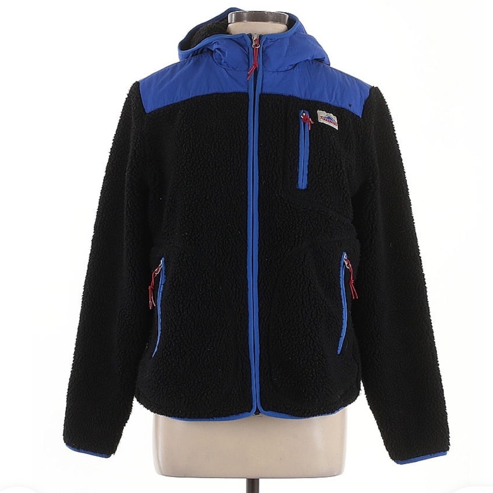Penfield Black and Blue Fleece Zip Front & Zip Pockets size Large Outdoor Unisex
